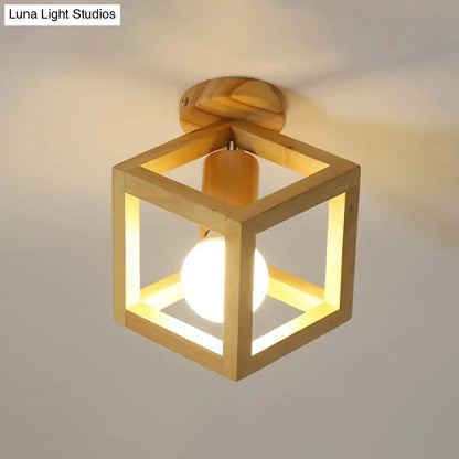 DecorBites™ DecorBites™ Modern Geometric Wooden Flush-Mount Ceiling Light Fixture - Small Size