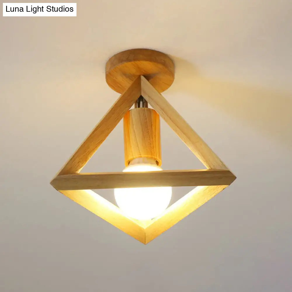 DecorBites™ DecorBites™ Modern Geometric Wooden Flush-Mount Ceiling Light Fixture - Small Size