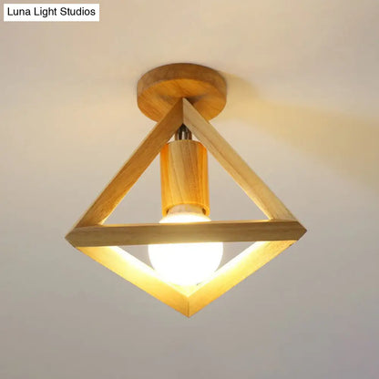 DecorBites™ DecorBites™ Modern Geometric Wooden Flush-Mount Ceiling Light Fixture - Small Size