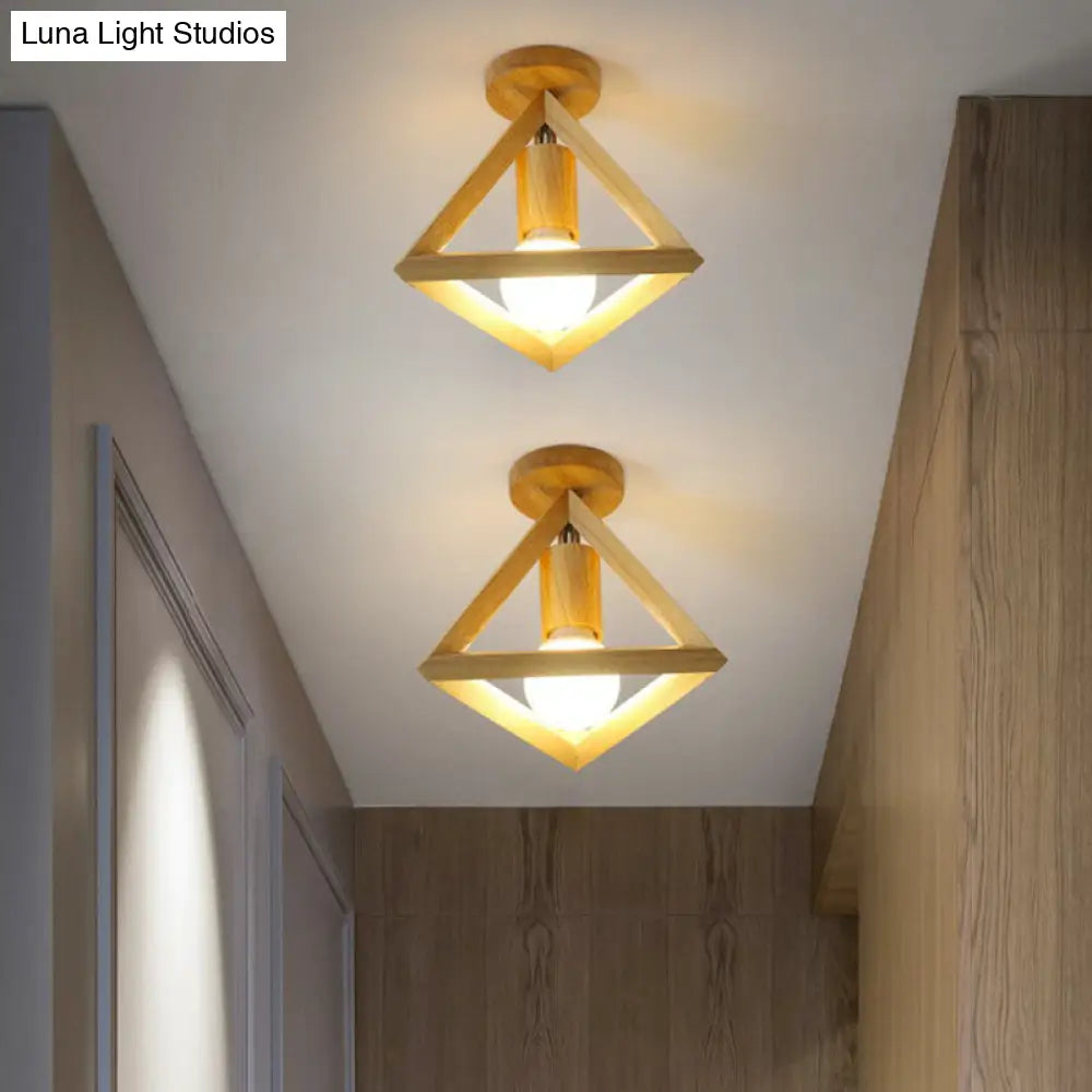 DecorBites™ DecorBites™ Modern Geometric Wooden Flush-Mount Ceiling Light Fixture - Small Size
