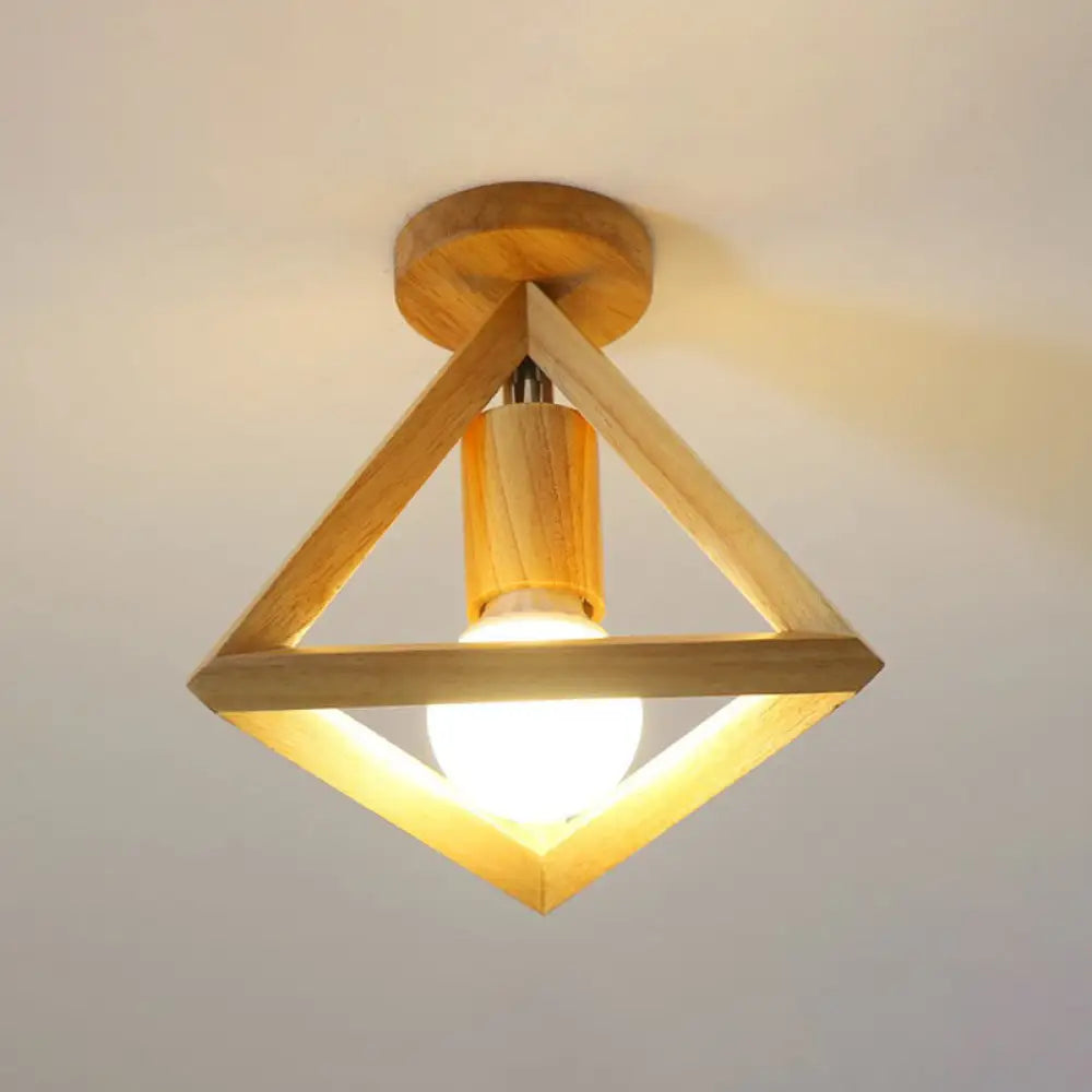 DecorBites™ DecorBites™ Modern Geometric Wooden Flush-Mount Ceiling Light Fixture - Small Size
