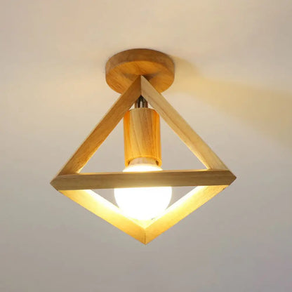 DecorBites™ DecorBites™ Modern Geometric Wooden Flush-Mount Ceiling Light Fixture - Small Size