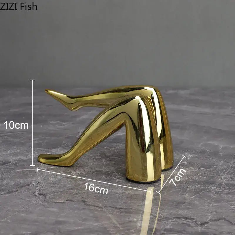 Modern gilded legs resin figurines sculpture in golden glossy finish perfect as decorbites gilded lips living room decor