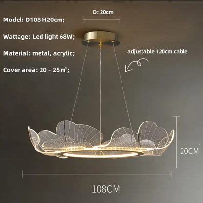 Modern gold-toned decorbites ginkgo gold acrylic pendant light with adjustable cable for dining room decor