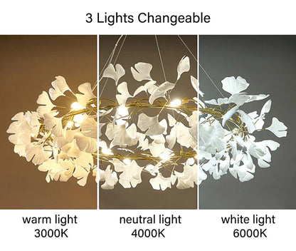 Modern Ginkgo Leaf LED Chandelier Dining Room Lighting - Chandelier