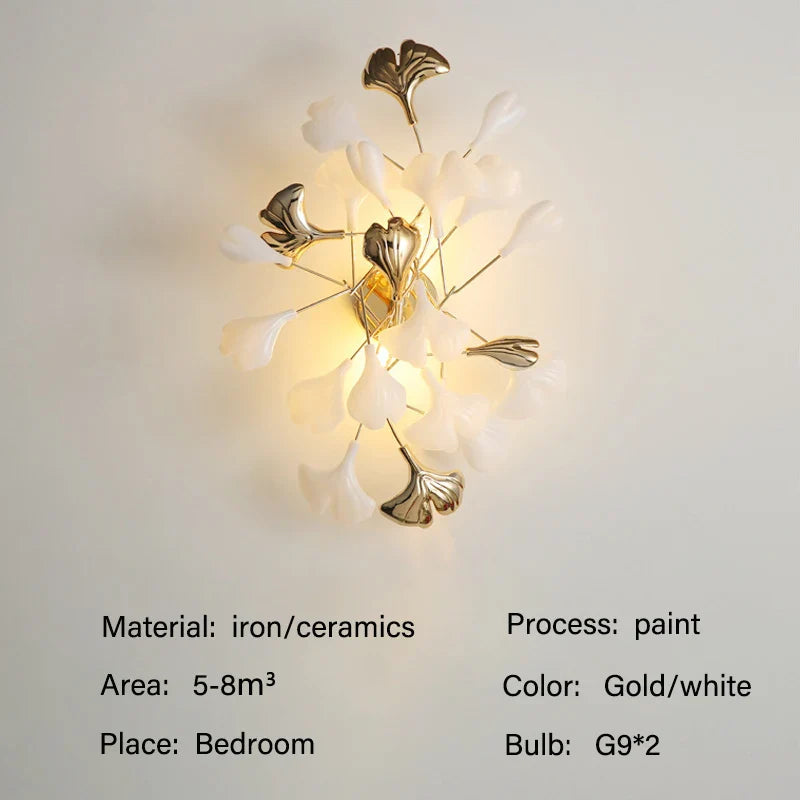 Modern Ginkgo Leaf LED Chandelier Dining Room Lighting - lamp / ceramics / warm light 3000k - Chandelier
