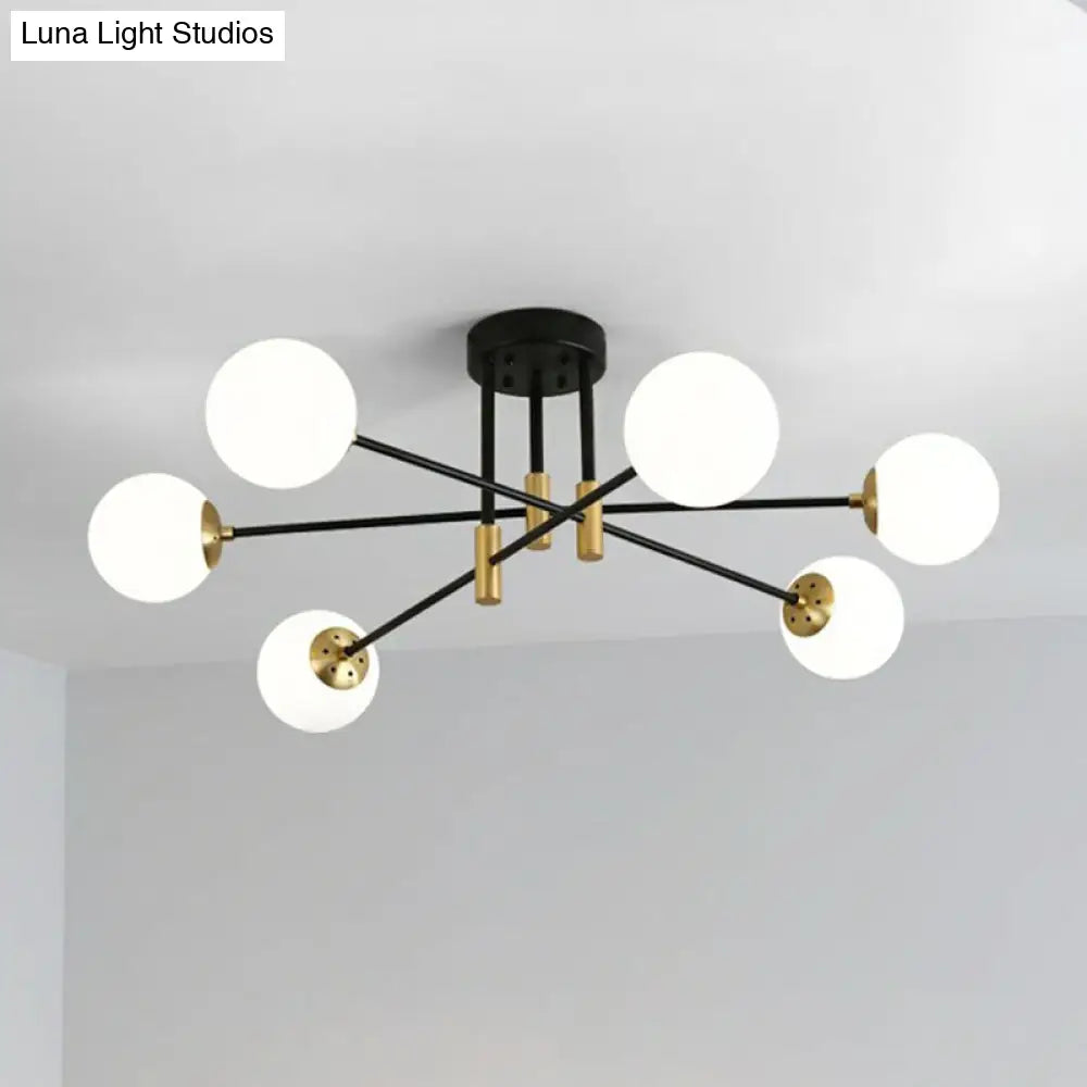 DecorBites™ DecorBites™ Modern Glass 6-Light Ball Semi-Flush Ceiling Fixture for Bedrooms
