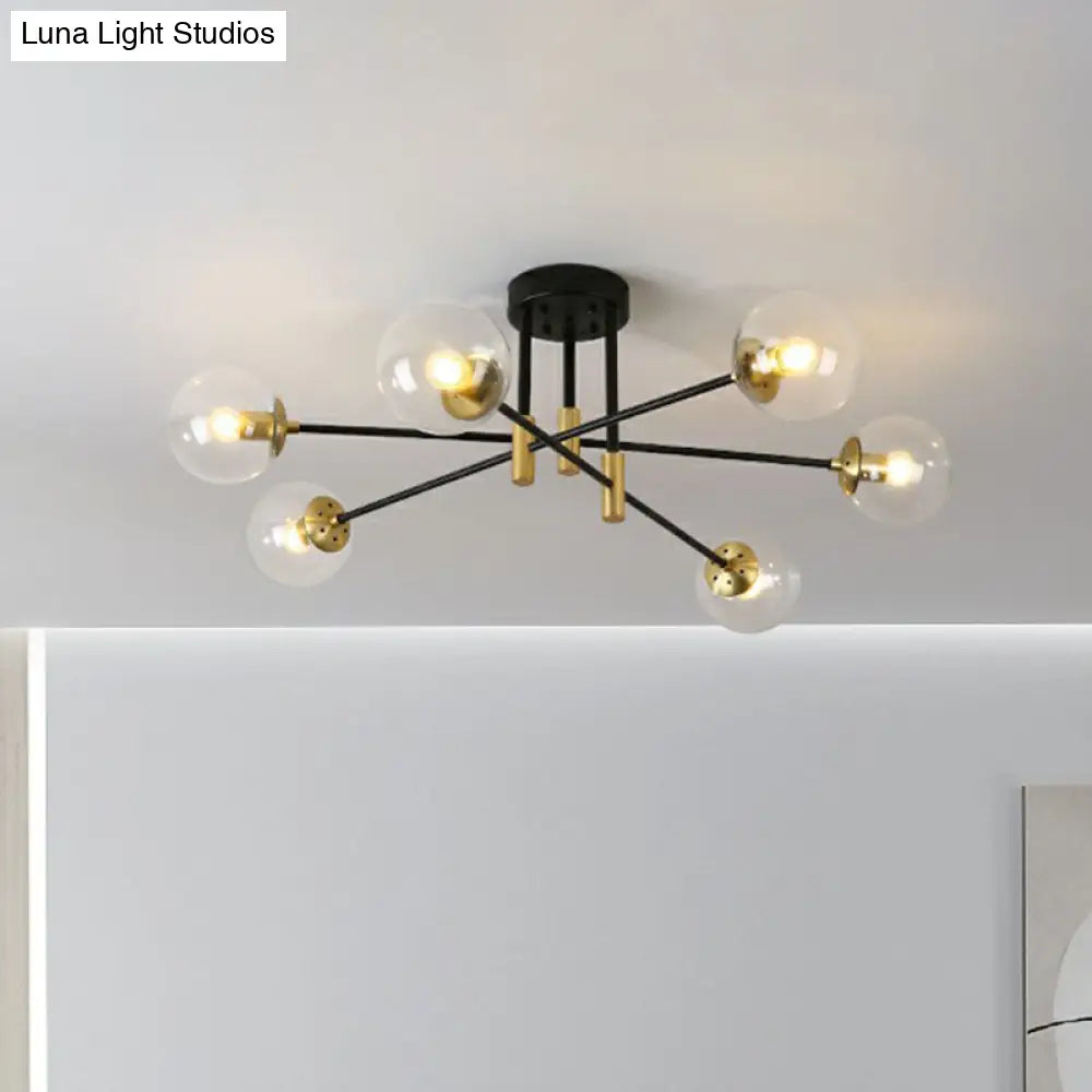 DecorBites™ DecorBites™ Modern Glass 6-Light Ball Semi-Flush Ceiling Fixture for Bedrooms