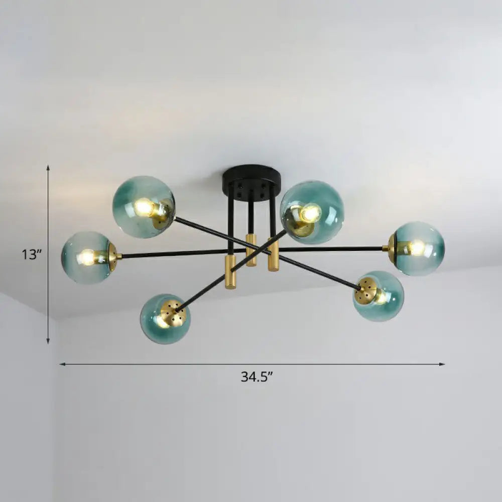 DecorBites™ DecorBites™ Modern Glass 6-Light Ball Semi-Flush Ceiling Fixture for Bedrooms