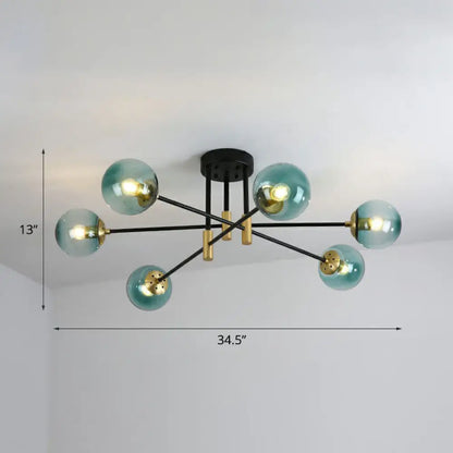 DecorBites™ DecorBites™ Modern Glass 6-Light Ball Semi-Flush Ceiling Fixture for Bedrooms
