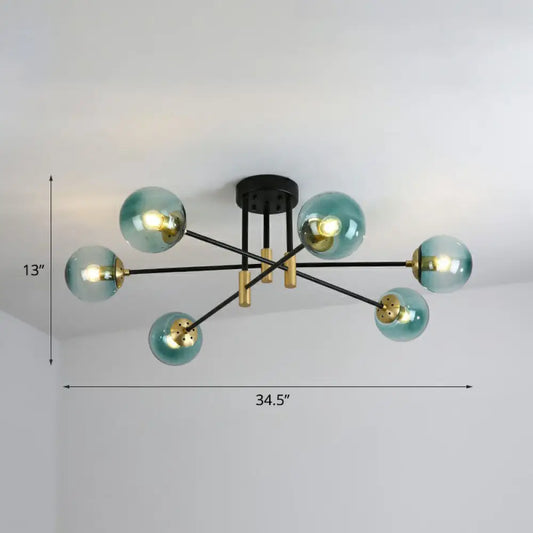 DecorBites™ DecorBites™ Modern Glass 6-Light Ball Semi-Flush Ceiling Fixture for Bedrooms