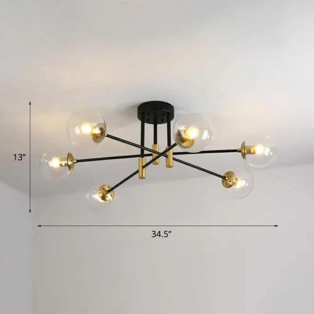 DecorBites™ DecorBites™ Modern Glass 6-Light Ball Semi-Flush Ceiling Fixture for Bedrooms
