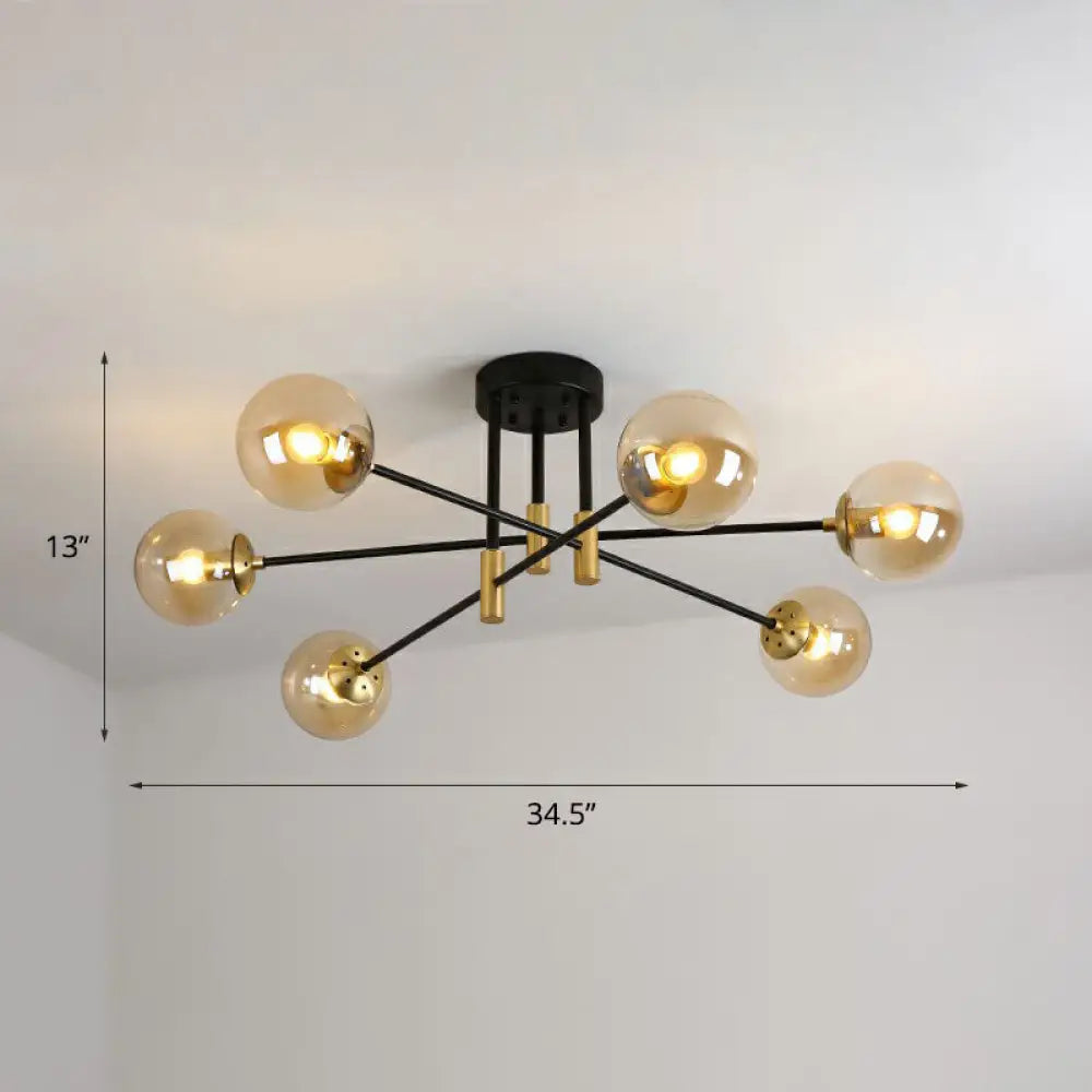 DecorBites™ DecorBites™ Modern Glass 6-Light Ball Semi-Flush Ceiling Fixture for Bedrooms