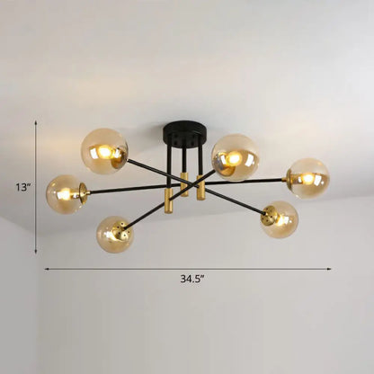 DecorBites™ DecorBites™ Modern Glass 6-Light Ball Semi-Flush Ceiling Fixture for Bedrooms