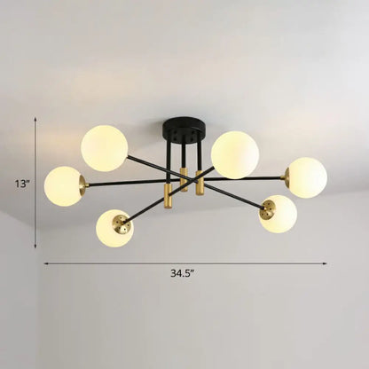DecorBites™ DecorBites™ Modern Glass 6-Light Ball Semi-Flush Ceiling Fixture for Bedrooms
