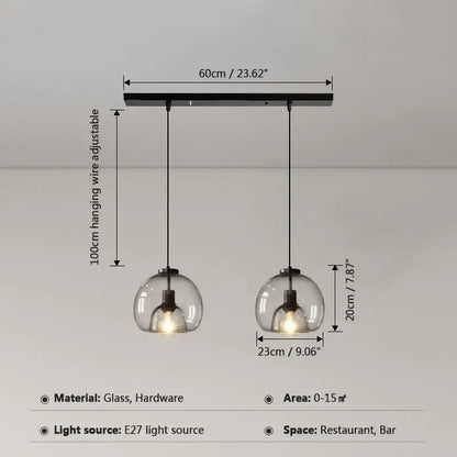 Modern glass ball led pendant lights with black hardware and adjustable wires for dining room decorbites pendant lights