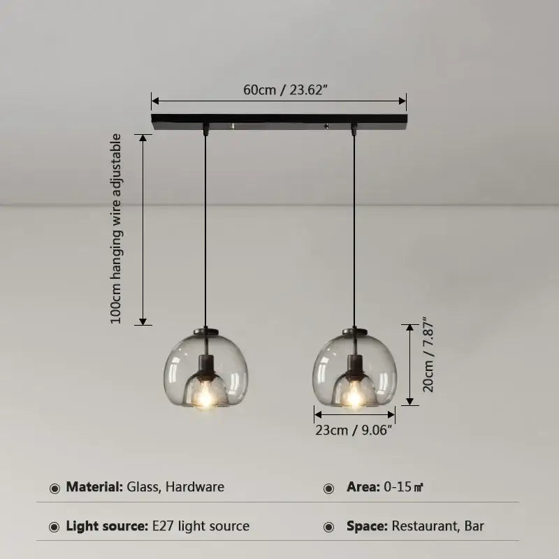 Modern glass ball led pendant lights with black hardware and adjustable wires for dining room decorbites pendant lights