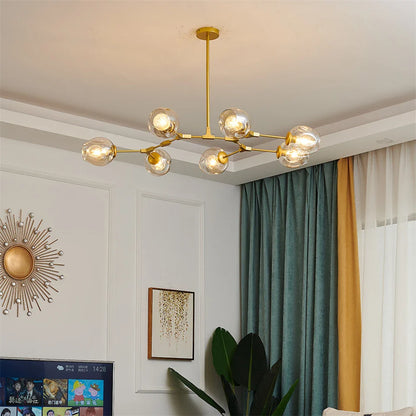 Modern Glass Ball Pendant Chandelier - Black Gold - Chandelier