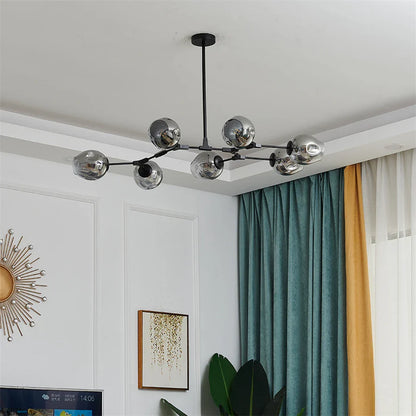 Modern Glass Ball Pendant Chandelier - Black Gold - Chandelier