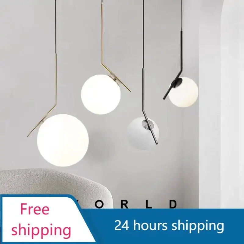 Modern glass ball pendant light with minimalist gold black and silver metal arms ideal for dining room decorbites glass ball pendant