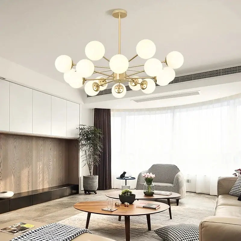 Modern glass ball pendant lights gold and black living room chandelier with gold-toned glass ball pendant decorbites design