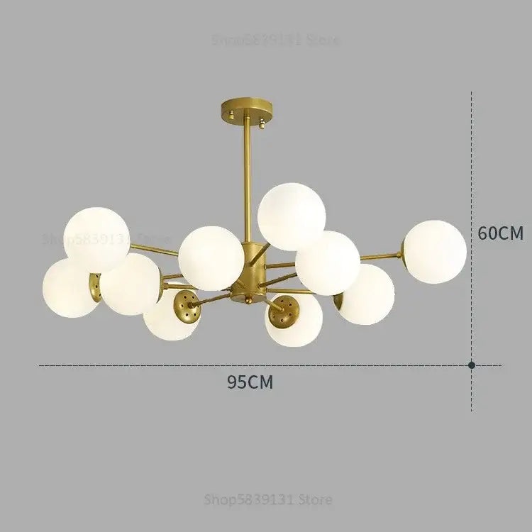 Modern brass chandelier with multiple white glass ball pendant lights for stylish decorbites glass ball living room decor