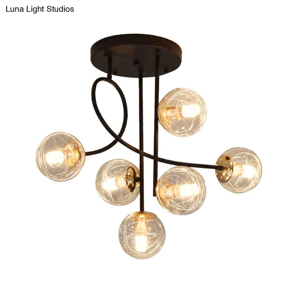 DecorBites™ DecorBites™ Modern Glass Ball Semi Flush Ceiling Light - 6 Lights - Bedroom Mount Fixture
