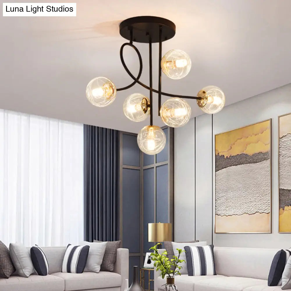 DecorBites™ DecorBites™ Modern Glass Ball Semi Flush Ceiling Light - 6 Lights - Bedroom Mount Fixture