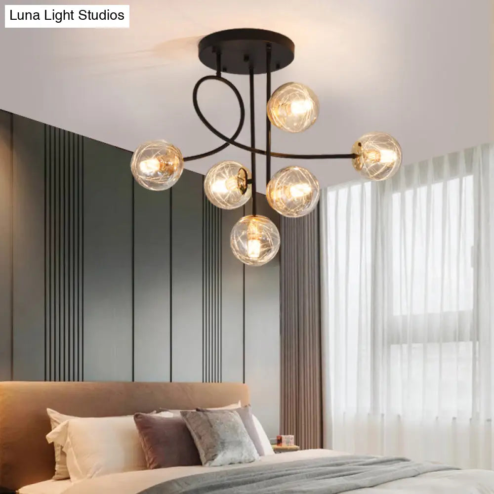 DecorBites™ DecorBites™ Modern Glass Ball Semi Flush Ceiling Light - 6 Lights - Bedroom Mount Fixture