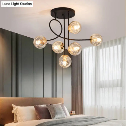 DecorBites™ DecorBites™ Modern Glass Ball Semi Flush Ceiling Light - 6 Lights - Bedroom Mount Fixture