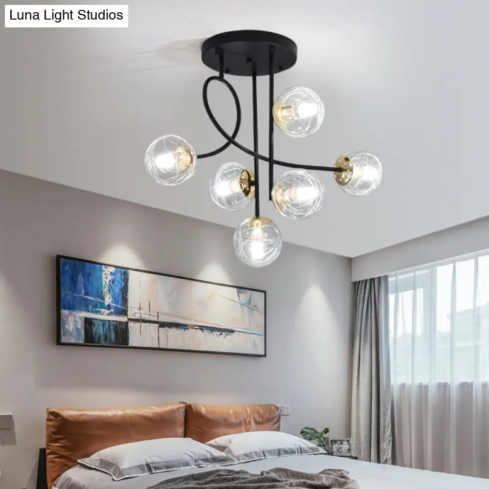 DecorBites™ DecorBites™ Modern Glass Ball Semi Flush Ceiling Light - 6 Lights - Bedroom Mount Fixture