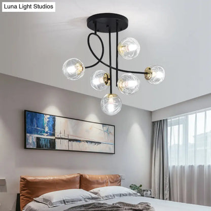 DecorBites™ DecorBites™ Modern Glass Ball Semi Flush Ceiling Light - 6 Lights - Bedroom Mount Fixture