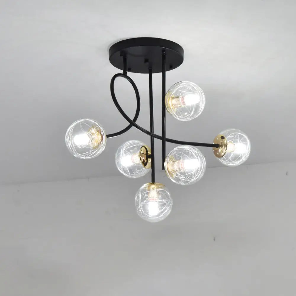 DecorBites™ DecorBites™ Modern Glass Ball Semi Flush Ceiling Light - 6 Lights - Bedroom Mount Fixture