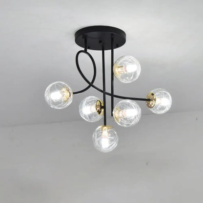 DecorBites™ DecorBites™ Modern Glass Ball Semi Flush Ceiling Light - 6 Lights - Bedroom Mount Fixture