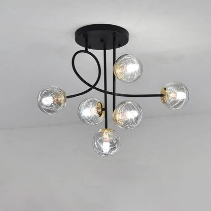 DecorBites™ DecorBites™ Modern Glass Ball Semi Flush Ceiling Light - 6 Lights - Bedroom Mount Fixture