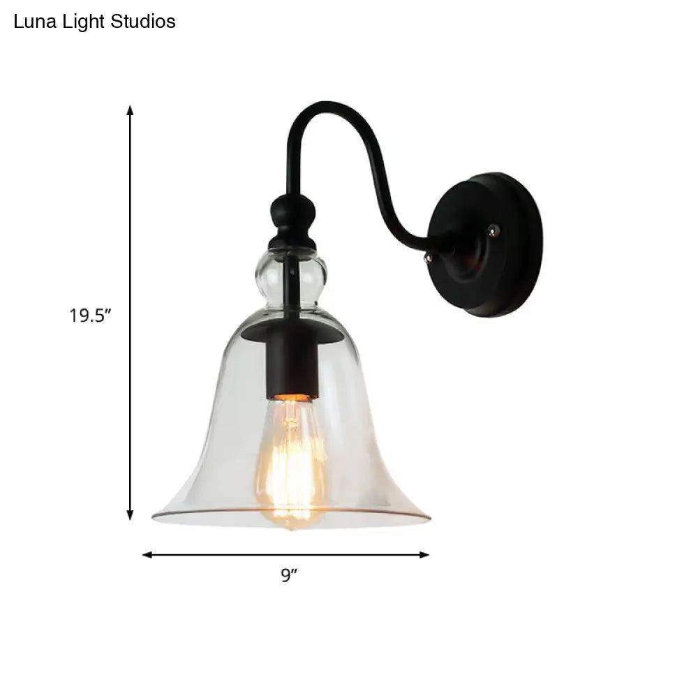 DecorBites™ DecorBites™ Modern Glass Bell Wall Sconce with Clear 1-Light & Gooseneck Arm