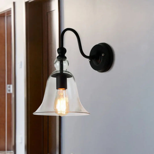DecorBites™ DecorBites™ Modern Glass Bell Wall Sconce with Clear 1-Light & Gooseneck Arm