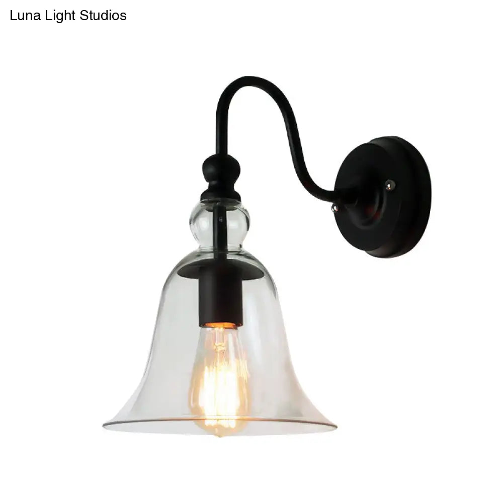 DecorBites™ DecorBites™ Modern Glass Bell Wall Sconce with Clear 1-Light & Gooseneck Arm