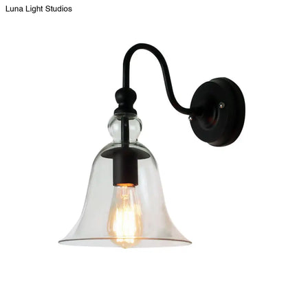 DecorBites™ DecorBites™ Modern Glass Bell Wall Sconce with Clear 1-Light & Gooseneck Arm