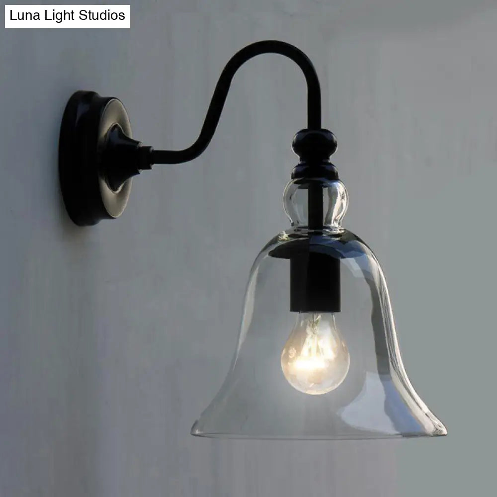 DecorBites™ DecorBites™ Modern Glass Bell Wall Sconce with Clear 1-Light & Gooseneck Arm