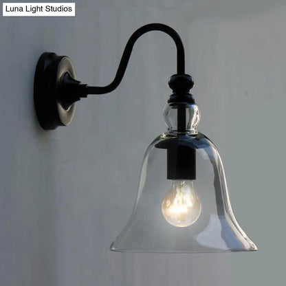 DecorBites™ DecorBites™ Modern Glass Bell Wall Sconce with Clear 1-Light & Gooseneck Arm