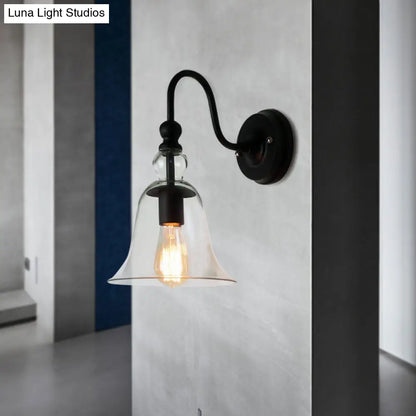 DecorBites™ DecorBites™ Modern Glass Bell Wall Sconce with Clear 1-Light & Gooseneck Arm