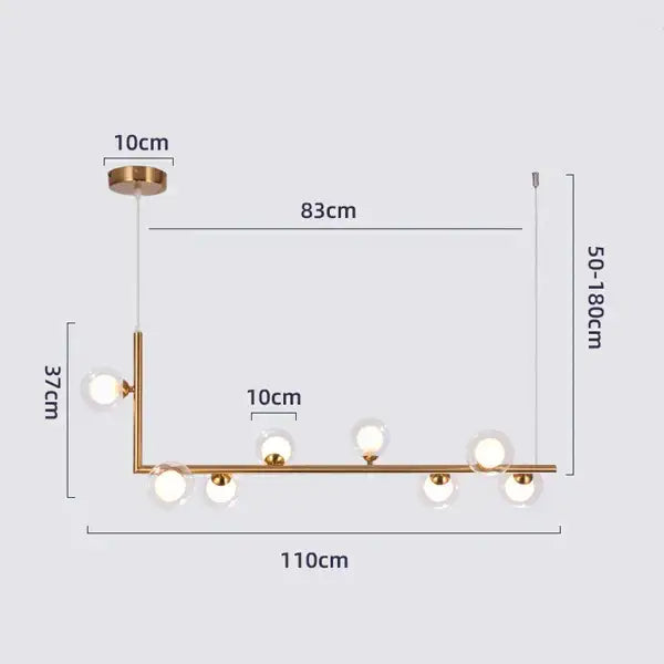 Modern brass-finished linear chandelier with six clear glass globes for dining room decorbites glass black chandelier
