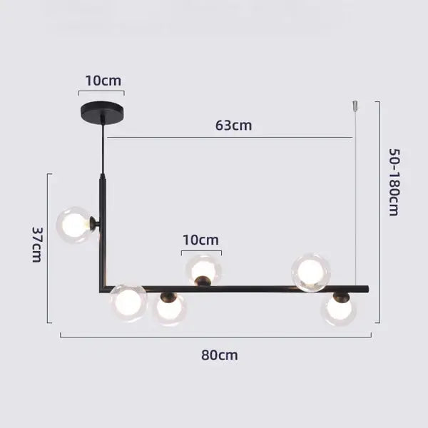 Modern glass black chandelier with five clear glass globe bulbs and gold pendant light for dining room decorbites glass black