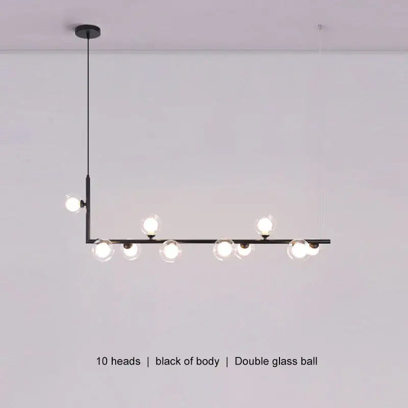 Modern black metal pendant light with ten spherical glass bulbs glass black chandelier for dining room decorbites glass black