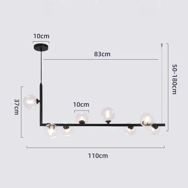 Modern glass black chandelier with six clear glass globe bulbs and gold pendant light for dining room decorbites glass black