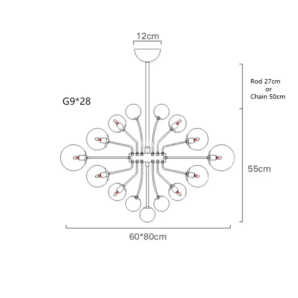 Modern glass bubble ceiling chandelier with 28 g9 bulbs, metallic arms, and clear glass shades for living room decorbites glass bubble