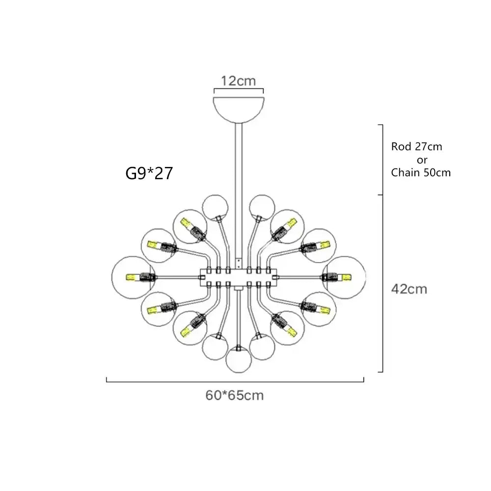Modern glass bubble ceiling chandelier with 27 g9 bulbs in clear and frosted glass designed for living room decorbites glass bubble
