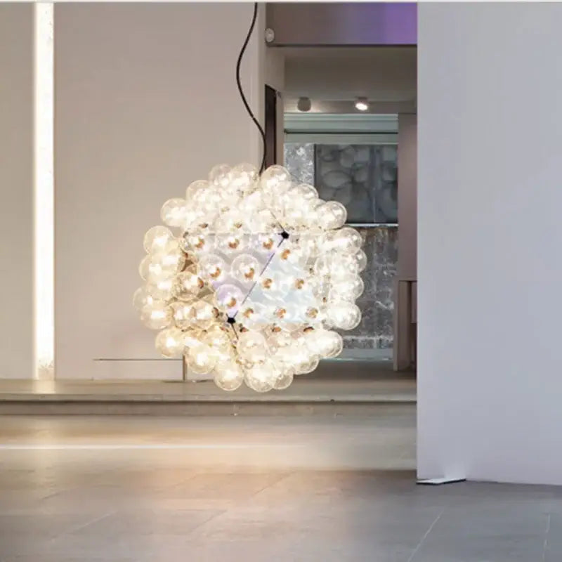 Modern glass bubble led hanging lamp with clear glass bulbs clustered in a spherical design for living room decorbites glass bubble