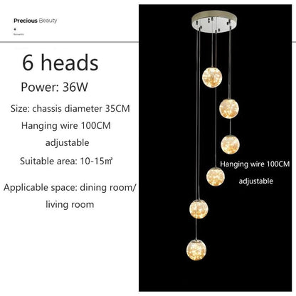 Modern Glass Bubble Staircase Pendant Chandelier - Decorbites